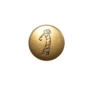 Botón metálico jugador golf. Oro viejo