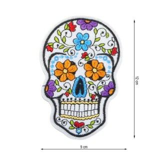 Parche termo Calavera estampada flores. Grande