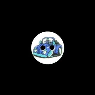 Botón infantil estampado coche azul 13mm