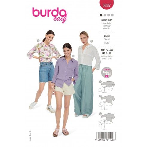 Patrón para blusa mujer con manga media 5887