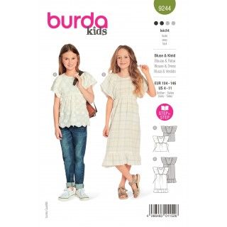 Patrón para blusa y vestido niña 4-11 años 9244