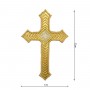 Aplicación bordada para coser Cruz picos 7x12cm. Oro