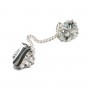 Broche con pinza plata con cristal y perlas