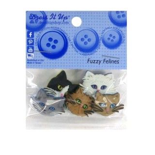 Kit 5 botones forma de cabezas de gatos variadas