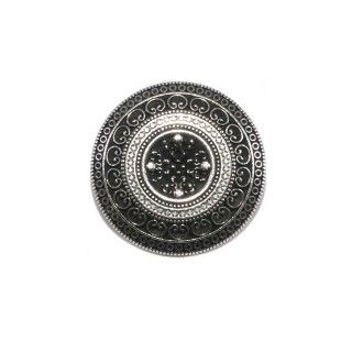 Botón metálico étnico rosetón plata vieja. Varios tamaños