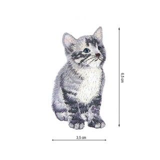 Parche termo 35x65mm bordado Gato gris