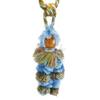 Alzapaños muñeco madera y algodón 21cm. Varios colores