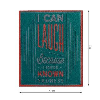 Parche termo 77x90mm bordado slogan I can Laugh