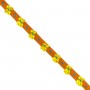Galón raso con flores naranja y amarillo 1cm