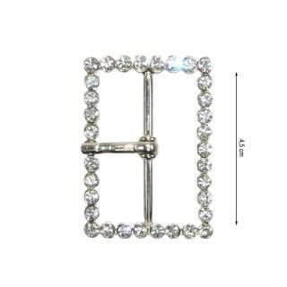 Hebilla de strass blanco rectangular 45mm