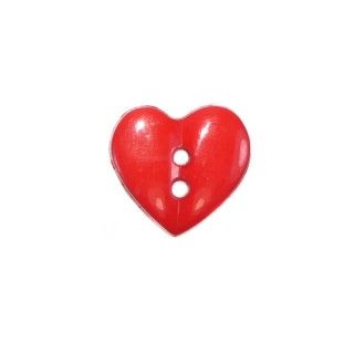 Botón de corazón rojo con 2 agujeros. Varios tamaños
