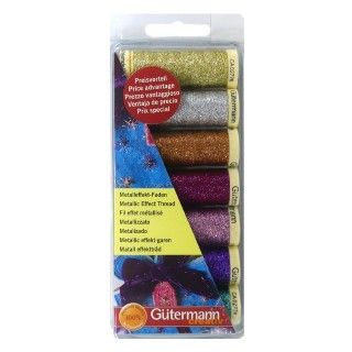 Kit de hilos para coser en colores metalizados