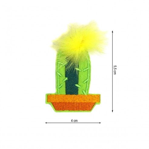 Parche termo 40x55mm bordado Cactus pompón amarillo