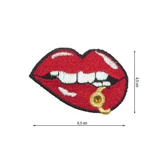 Parche termoadhesivo 65x45mm bordado Labios piercing