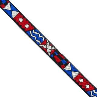 Cinta cubrecosturas geométrico azul y rojo 1,6cm
