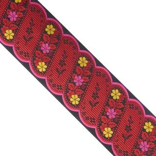 Tapacosturas estampado cenefa de flores 6,5cm. Rojo