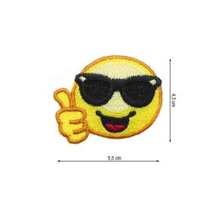 Parche termo 55x43mm bordado Emoticono Gafas