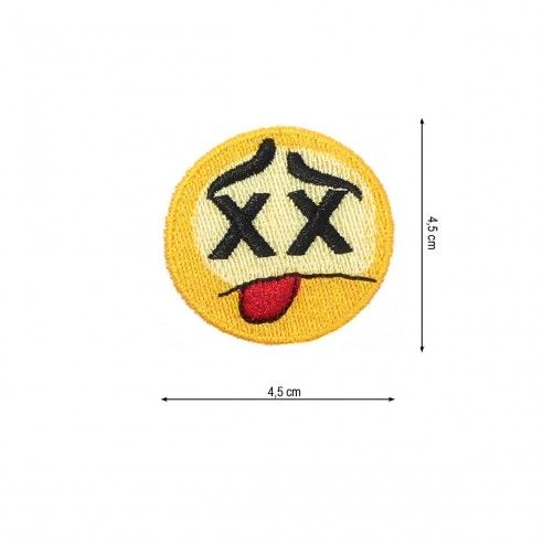 Parche termo 45x45mm bordado Emoticono Cansado