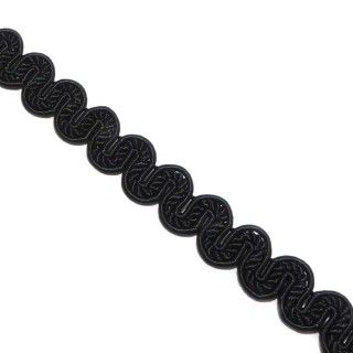 Galón negro cordón rayón en ondas 14mm