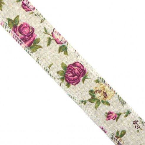 Cinta saco con estampado de rosas 4cm