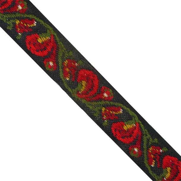 Tapacosturas bordado con flores rojas 3,3cm