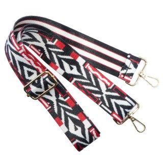 Cinta para mochila étnica 140cm. Rojo, negro y blanco