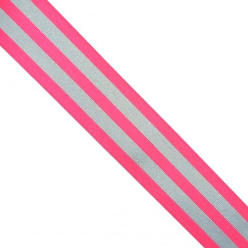 Cinta grosgrain con reflectante 4cm. Varios colores