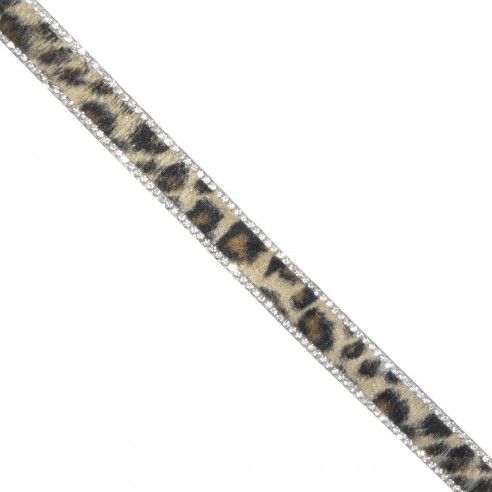Galón termo cinta leopardo y strass 15mm