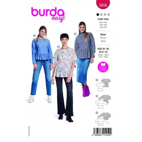 Patrón para blusa mujer con faldilla fruncida 5856