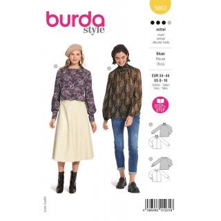 Patrón para blusa mujer con manga abollonada 5862