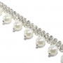 Galón-fleco de cristal blanco con perlas 15mm