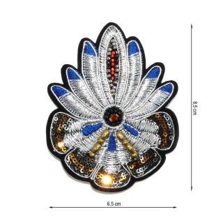 Parche termo flor étnica con rocalla y lentejuela