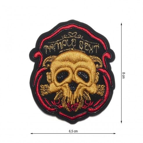 Parche termo escudo Calavera dorada 65x80mm