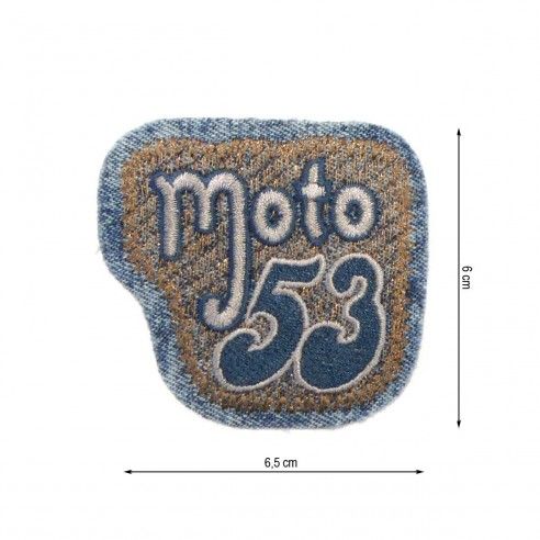 Parche termo bordado Moto 53 vaquero