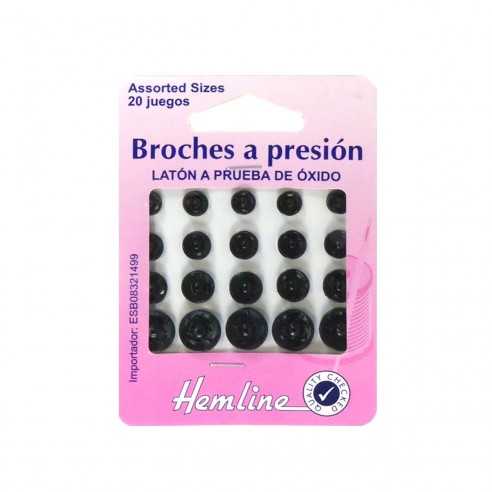 Broches de presión automáticos variados. Negro