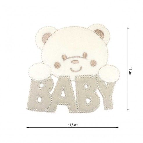 Parche termo bordado osito Baby 115x110mm. Varios colores