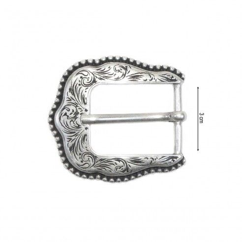 Hebilla para cinturón ornamentada plata vieja 3cm. Ferrara