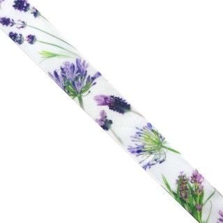 Cinta nylon con diseño de flores liláceas 25mm