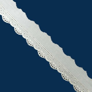Puntilla bordada algodón con diseño geométrico beige 3cm