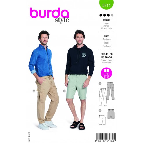 Patrón para pantalón cargo y bermudas hombre 5814