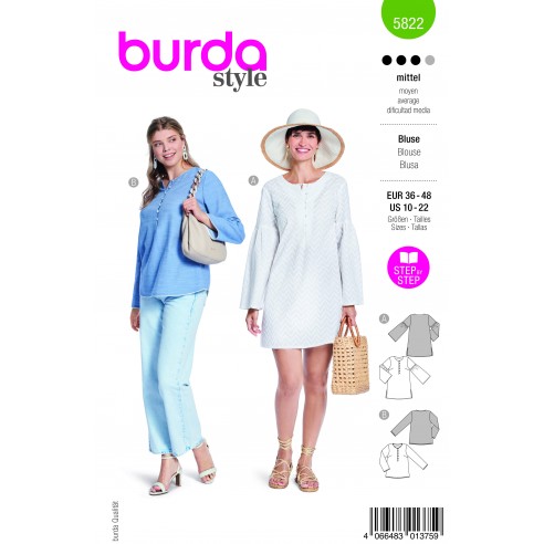 Patrón para blusa con botonadura mujer 5822