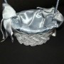 Cesta para ceremonia gris perla y guipur 17x15x24cm