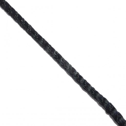 Cordón de rayón trenzado en negro 4mm