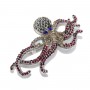 Broche fantasía cristal con imperdible. Pulpo