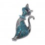 Broche fantasía con imperdible y cristal. Gato