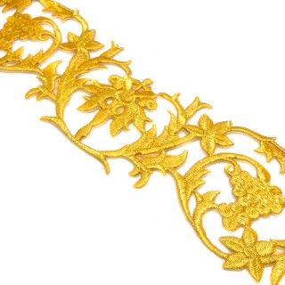 Galón bordado termoadhesivo dorado 6cm. Uvas y flores 2