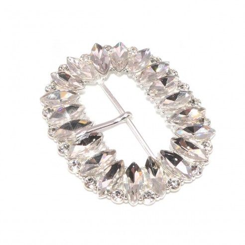 Hebilla joya ovalada con cristales y strass 35mm