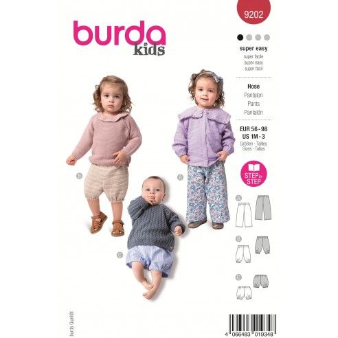 Patrón para diferentes pantalones de bebé 9202
