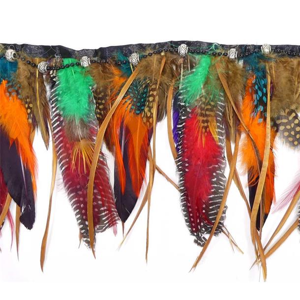 Fleco de plumas de colores con abalorios 16cm