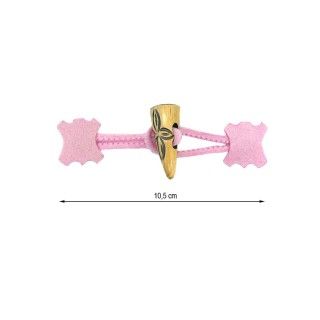 Broche de trenka rosa y cuerno madera 10,5cm